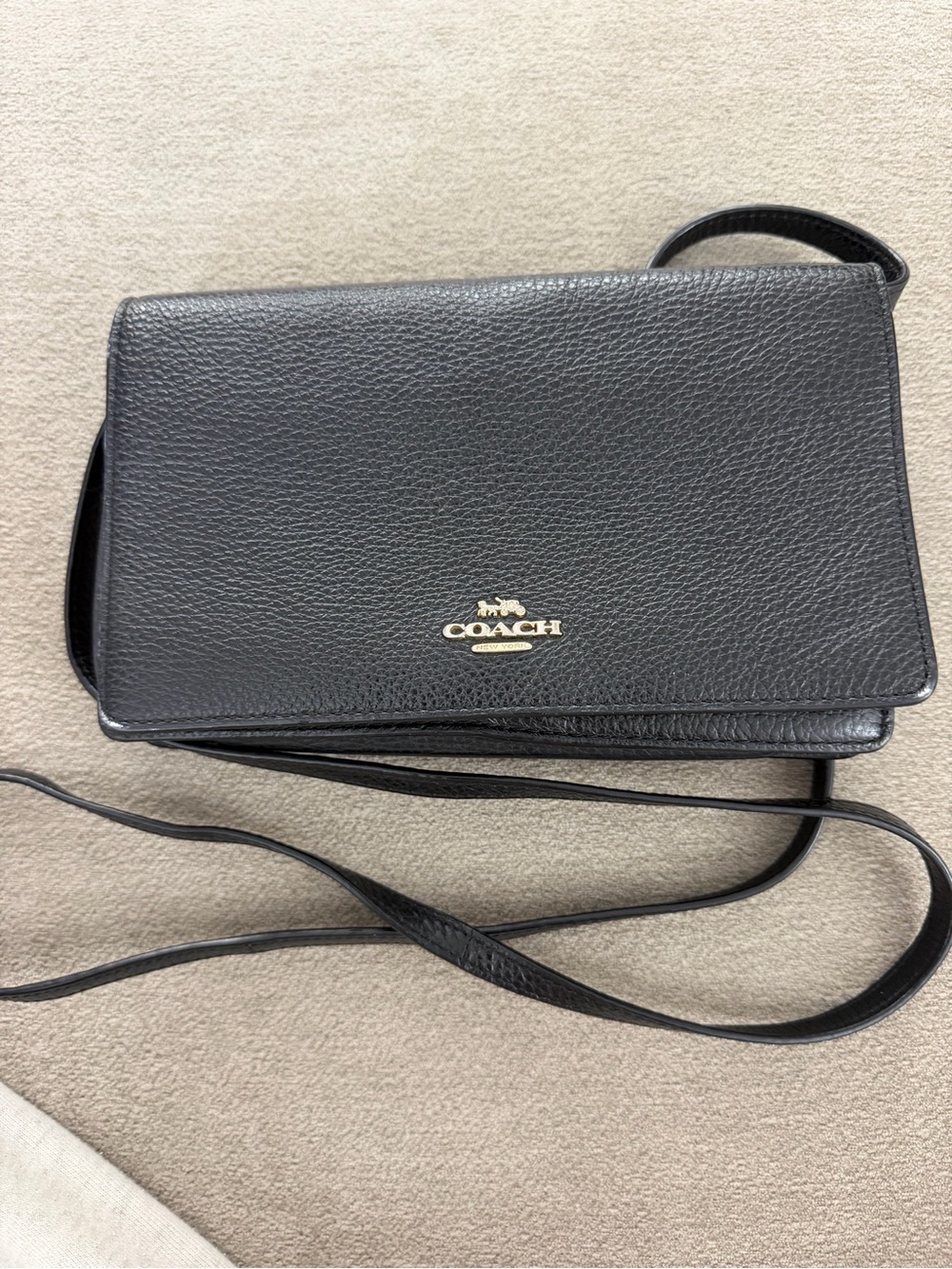 Coach Black Pebbled Leather Convertible Crossbody